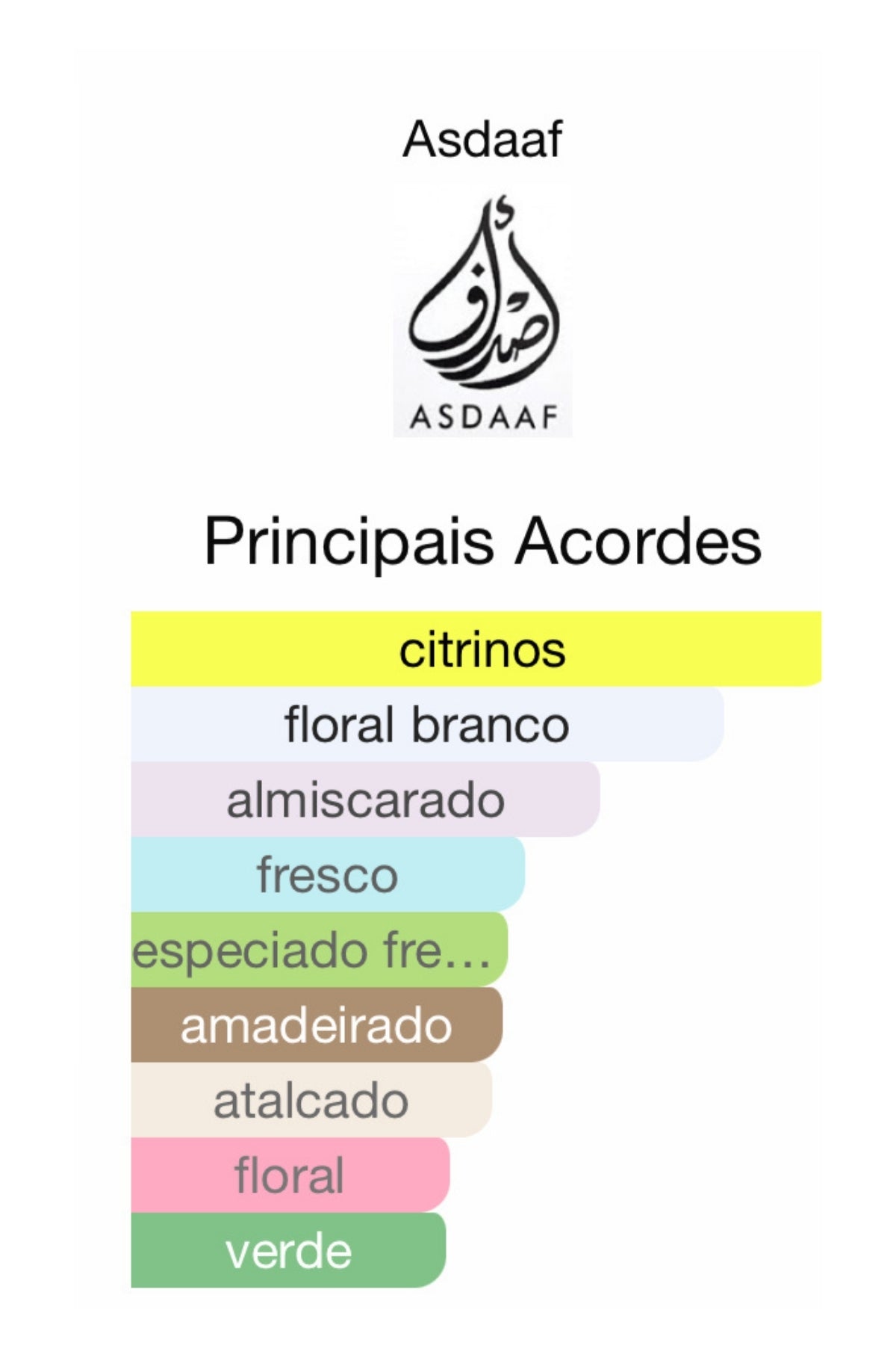 Acordes do perfume Ameerat: Citrinos. floral branco, almiscarado, fresco.