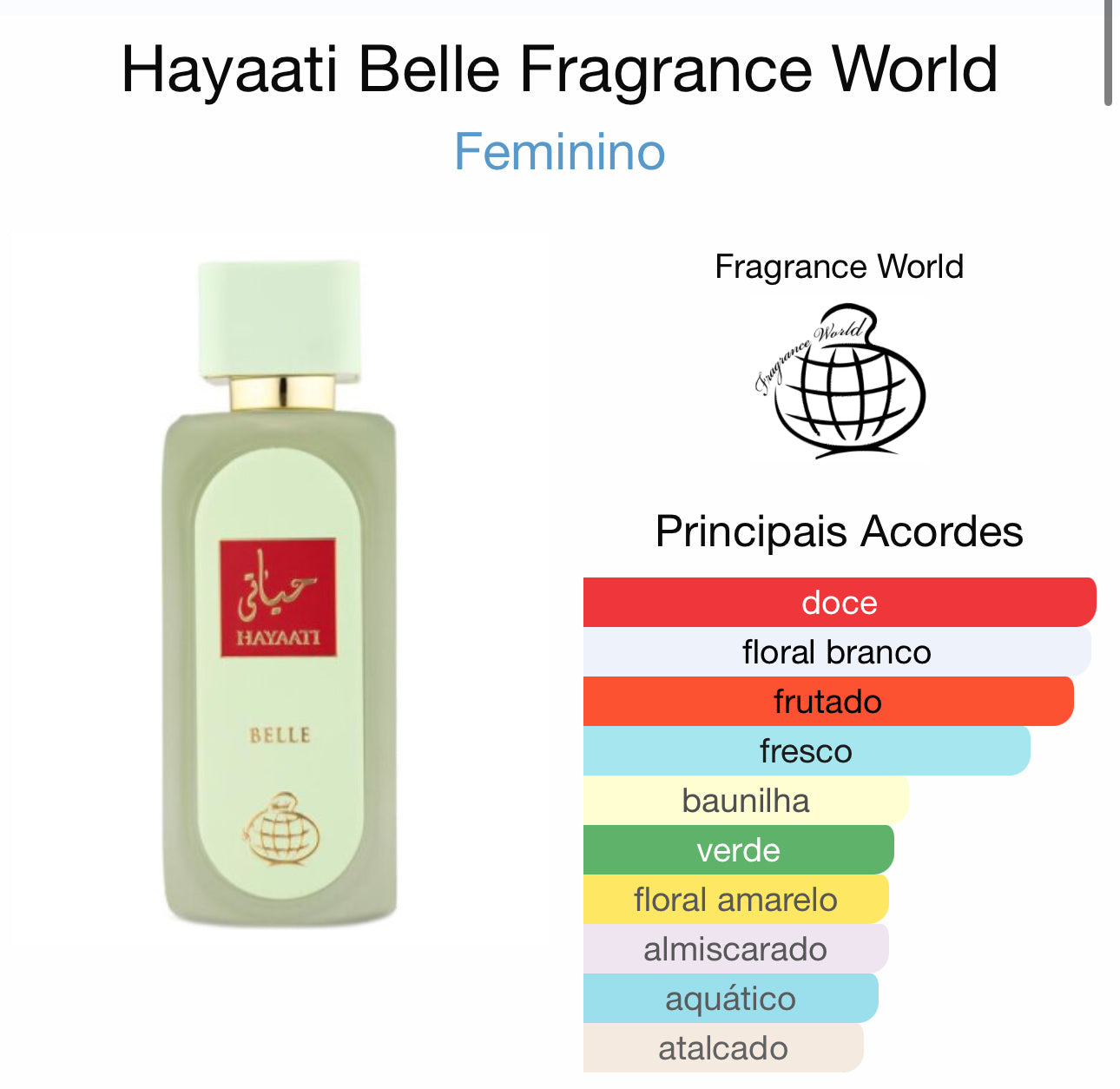 Hayaati Belle Eau De Parfum by Fragrance World 100ml